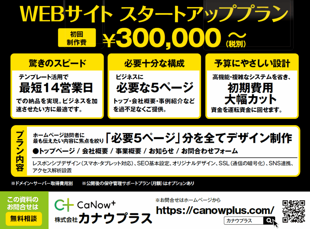 WEBサイトスタートアッププラン30万円