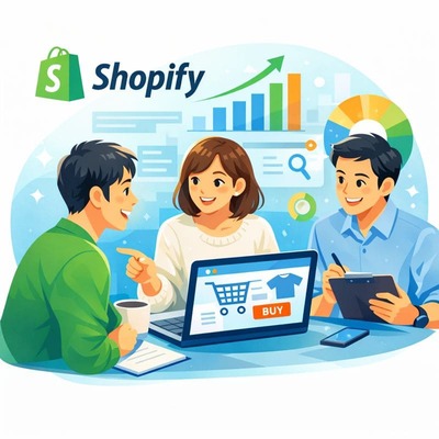 ECサイト運用を伴走支援するチームのイメージイラスト